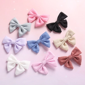 Handmade Cotton Linen Bow Hair Clips For Kids Girls Toddlers Cute Solid Color Fabric Hair Barrettes Alligator Clips Accessories