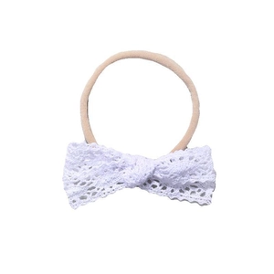 Soft white lace bow baby headband with seamless high-elasticity nylon band for infants