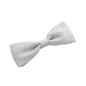 Minimalist soft cotton light grey-blue bow hair clip with white star patterns for babies
