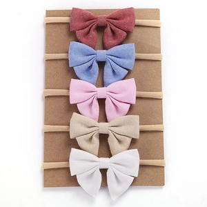 Soft Fabric Bow Headbands For Baby Girls High Elastic Nylon Hair Bands Cute Sweet Bowknot Accessories For Infants Toddlers