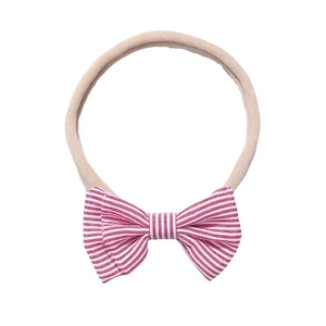 Bandeau élastique en nylon pour bébé avec un nœud papillon à rayures rouges et blanches