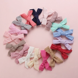 Handmade Cotton Linen Bow Hair Clips For Girls Baby Cute Solid Color Alligator Hair Clip Korean Style Kids Hair Accessories