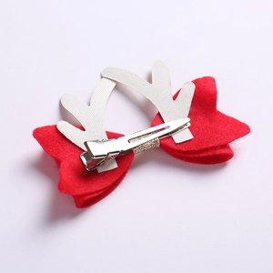 Baby Weihnachts Stirnband mit roter Filzschleife und weißen Pailletten Rentiergeweih