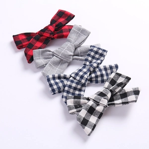 Barrettes À Cheveux Nœud Papillon En Coton À Carreaux Pour Enfants Filles Nœud Fait À La Main Accessoires Cheveux Bébé
