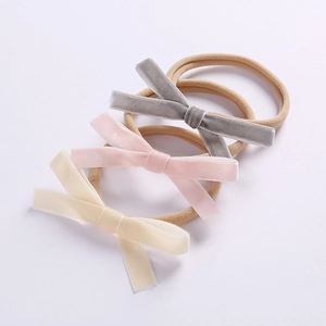 Baby Bow Headband Soft Velvet Elastic Nylon Hair Band For Infant Toddler Girls Hair Accessory Korean Style Comfortable