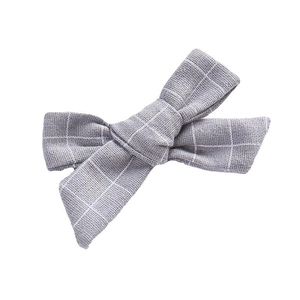 Barrette à cheveux pour enfants avec nœud en coton à carreaux gris fait main
