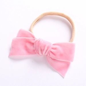 Rosa Baby Stirnband mit Samtschleife und weichem nahtlosem Nylonband für Mädchen