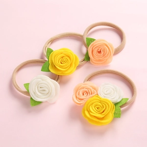 Bandeaux roses en feutre faits main pour filles avec bandes élastiques en nylon souple