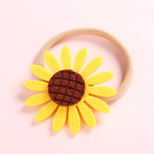 Bandeau élastique tournesol fait main en tissu non-tissé pour petites filles et enfants