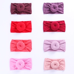 Set of 8 baby nylon headbands with donut knot design in assorted gradient sweet colors