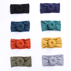 Set of 8 colorful baby nylon headbands with cute donut knot design for infants