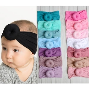 Soft Nylon Baby Headband With Donut Knot Elastic Wide Turban Hair Band For Infants Toddlers Kids Cute Daily Hair Accessory