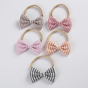 Bandeaux Rayés avec Nœud en Nylon Super Souple pour Nouveau-Nés Nourrissons Bébés Filles Bandeaux Élastiques Accessoires Cheveux