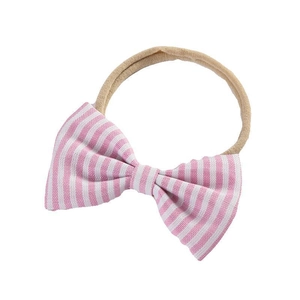 Bandeau bébé à nœud rayé rose en nylon ultra doux pour petites filles nouveau-nés