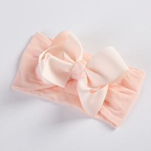 Cute 5-inch grosgrain ribbon bow headband for baby girls with soft nylon elastic band