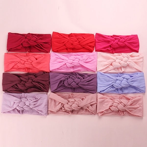 Bandeaux larges pour bébé en nylon élastique avec nœud tressé en douze couleurs variées