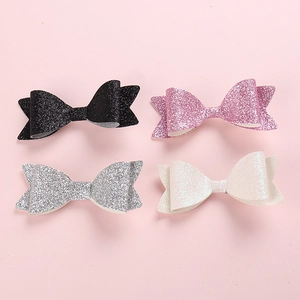 Glitzer-Schleifen-Haarspangen für Mädchen in vier Farben wie Pink, Schwarz, Silber, Weiß