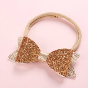 Bandeau Bébé à Nœud en Paillettes Brillantes Coiffe en Nylon Souple pour Nouveau-Nés Nourrissons Filles Accessoires Cheveux