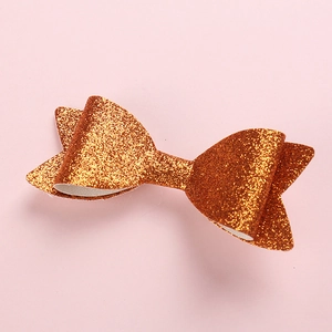 Glitzernde orangefarbene Haarschleife für Mädchen mit doppellagigem Leder-Design