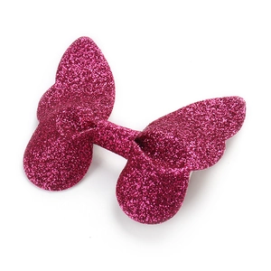 Sparkly magenta glitter 3D butterfly hair clip for toddlers with glossy finish