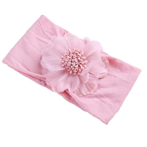Pink chiffon flower baby headband with soft nylon elastic band for infant girls
