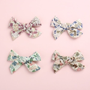 Bloemenprint Strik Haarclips Voor Baby Meisjes Katoenen Stof Pastoraal Stijl Peuter Haaraccessoires Zoete Strikjes Hoofddeksels