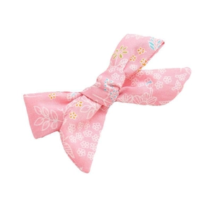 Floral fabric bow hair clip for girls with elegant pink pattern and white background