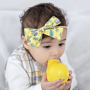 Baby Schleife Stirnband Weiches Nylon Elastisches Haarband Baumwolle Blumenmuster Schleife Haargummi Für Kleinkinder Kinder Mädchen