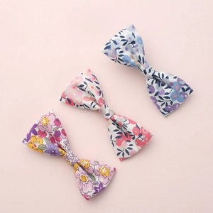Barrettes à Cheveux Nœud en Coton Imprimé Floral pour Filles Fait Main Nœud en Tissu Style Pastoral Accessoires