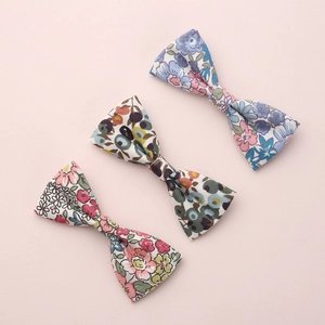 Barrettes à cheveux à nœud en coton imprimé floral pour filles en bleu et rose