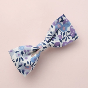 Pince à cheveux noeud en coton imprimé floral pour filles avec motifs bleus et roses