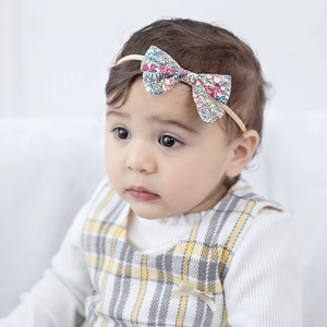 Neugeborenes Baby Florales Stirnband Mit Schleife Weich Elastisch Baumwolle Leinen Mädchen Haarschmuck Fotografie