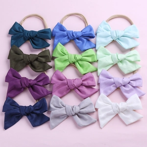 Lot de 12 bandeaux à nœuds en coton coloré avec sangles en nylon souple pour bébés