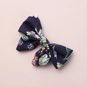Fermaglio per capelli in cotone a fiori blu navy con motivo a bacche per ragazze