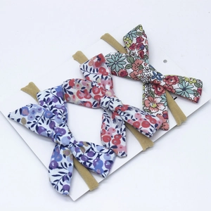 Floral Bow Baby Headband Elastic Nylon Hair Band For Infants Toddlers Soft Cotton Bows Pastoral Hair Accessories