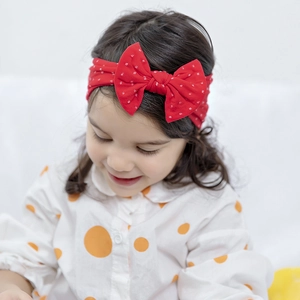 Fascia per Neonati in Maglia di Nylon con Fiocco Lavorata a Maglia Pois Elastica Larga per Neonati e Bambini Accessori per Capelli