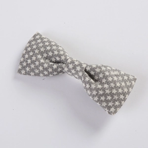 Plaid pattern fabric bow hair clip with gray and white checks for girls and kids