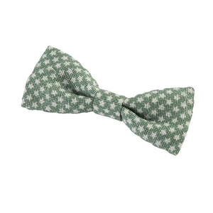 Cute green and white plaid fabric bow hair clip for girls with woven textile texture