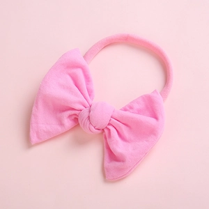 Pink bow baby headband made of soft stretchy nylon for infants hair accessories