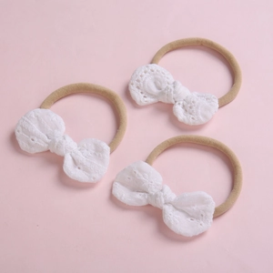 Bandeau Nœud en Dentelle Bébé Fille Bandeau Élastique en Nylon Souple Accessoires de Cheveux Fleur Broderie pour Nouveau-né