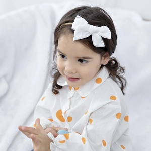 Bandeau Bébé Fille en Dentelle et Coton avec Nœud Souple Élastique Fin en Nylon Douce Broderie Florale Accessoire Cheveux pour Nourrissons