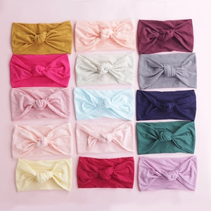Soft Nylon Baby Headband Knotted Bow Hairband For Toddlers Infants Kids Hair Accessories Cute Solid Color Headwear