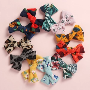 Corduroy Print Bow Hair Clip For Kids Girls Floral Leopard Camouflage Pattern Fabric BB Clip Handmade Sweet Hair Accessories