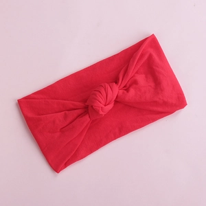 Soft nylon bright red knotted baby headband with a wide-brim design for infants