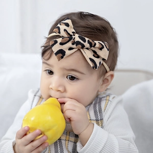 Baby Girls Elastic Bowknot Headband Corduroy Nylon Printed Floral Leopard Hair Band For Infants Toddlers Kids Hair Accessories