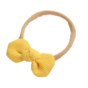 Bandeau bébé en velours côtelé jaune avec nœud doux en nylon pour nourrissons