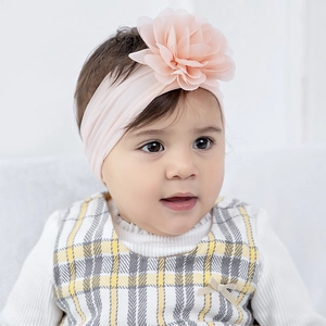 Baby Girl Elastic Headband With Large Chiffon Mesh Flower Soft Nylon Infant Hairband Kids Floral Hair Accessories For Photography