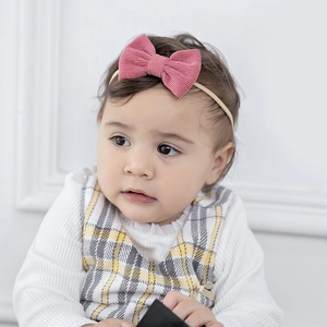 Bandeau à Nœud pour Bébé Fille Souple Élastique en Velours Côtelé pour Nourrissons Enfants Accessoires de Cheveux Imprimés