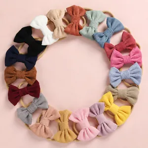 Lot de bandeaux colorés en velours côtelé avec nœud élastique pour bébés et enfants