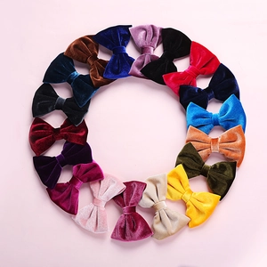 Handmade Korean Velvet Bow Hair Clips For Toddler Baby Girls Solid Color Velvet Bowknot Hairpins Accessories For Kids Women